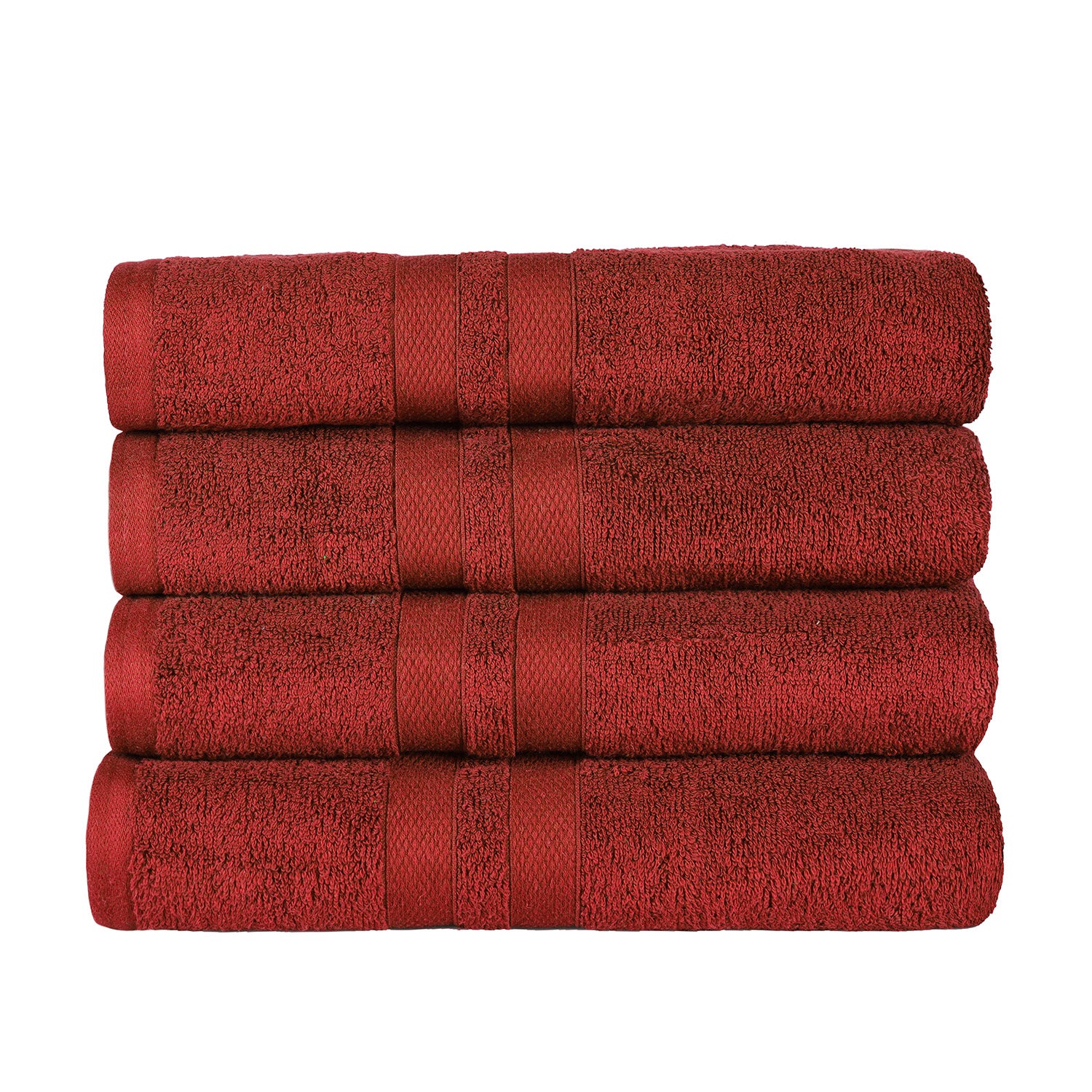 Superior Ultra Soft Cotton Absorbent Solid Bath Towel (Set of 4) - Maroon