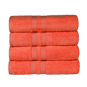 Superior Ultra Soft Cotton Absorbent Solid Bath Towel (Set of 4) - Tangerine