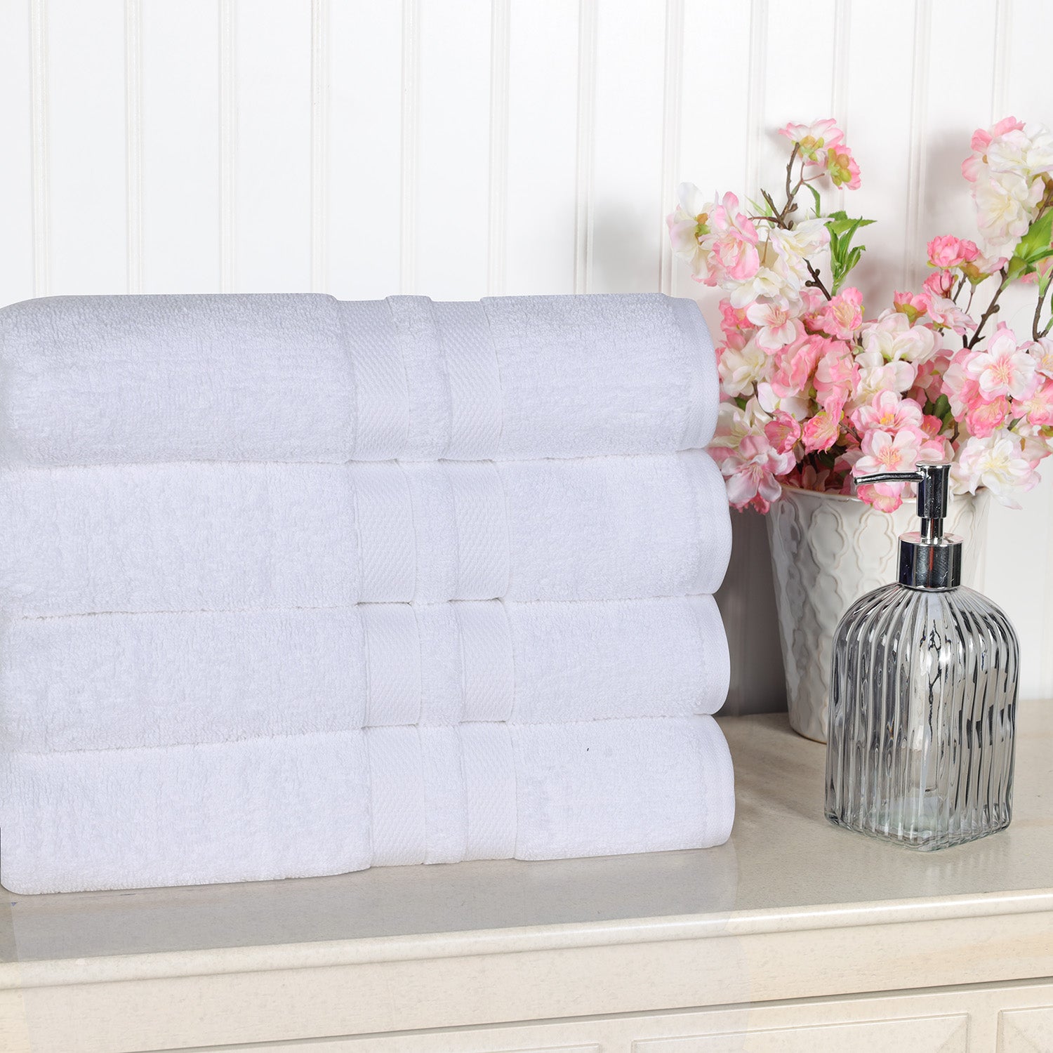 Superior Ultra Soft Cotton Absorbent Solid Bath Towel (Set of 4) - White
