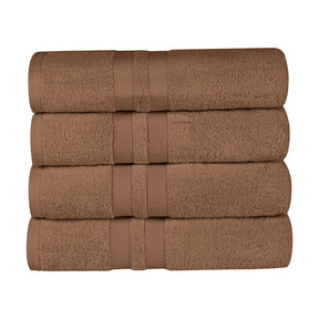 Superior Ultra Soft Cotton Absorbent Solid Bath Towel (Set of 4) -  Chocolate
