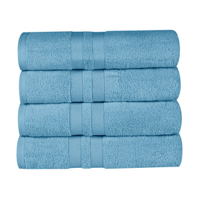 Superior Ultra Soft Cotton Absorbent Solid Bath Towel (Set of 4) -  Denim Blue