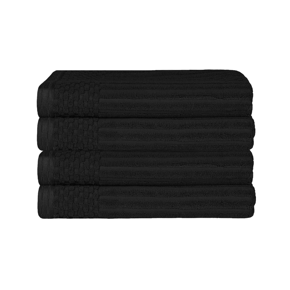 Superior Soho Ribbed Textured Cotton Ultra-Absorbent Bath Sheet & Bath Towel Set - Black