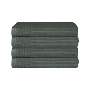 Superior Soho Ribbed Textured Cotton Ultra-Absorbent Bath Sheet & Bath Towel Set - Pine
