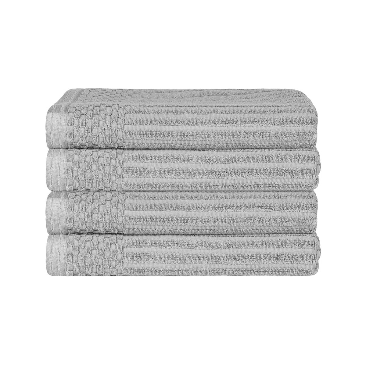 Superior Soho Ribbed Textured Cotton Ultra-Absorbent Bath Sheet & Bath Towel Set - Silver