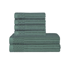  Superior Soho Ribbed Textured Cotton Ultra-Absorbent Hand and Bath Towel Set - Basil