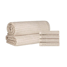 Superior Soho Ribbed Textured Cotton Ultra-Absorbent Hand Towel and Bath Sheet Set-Towel set by Superior-Home City Inc