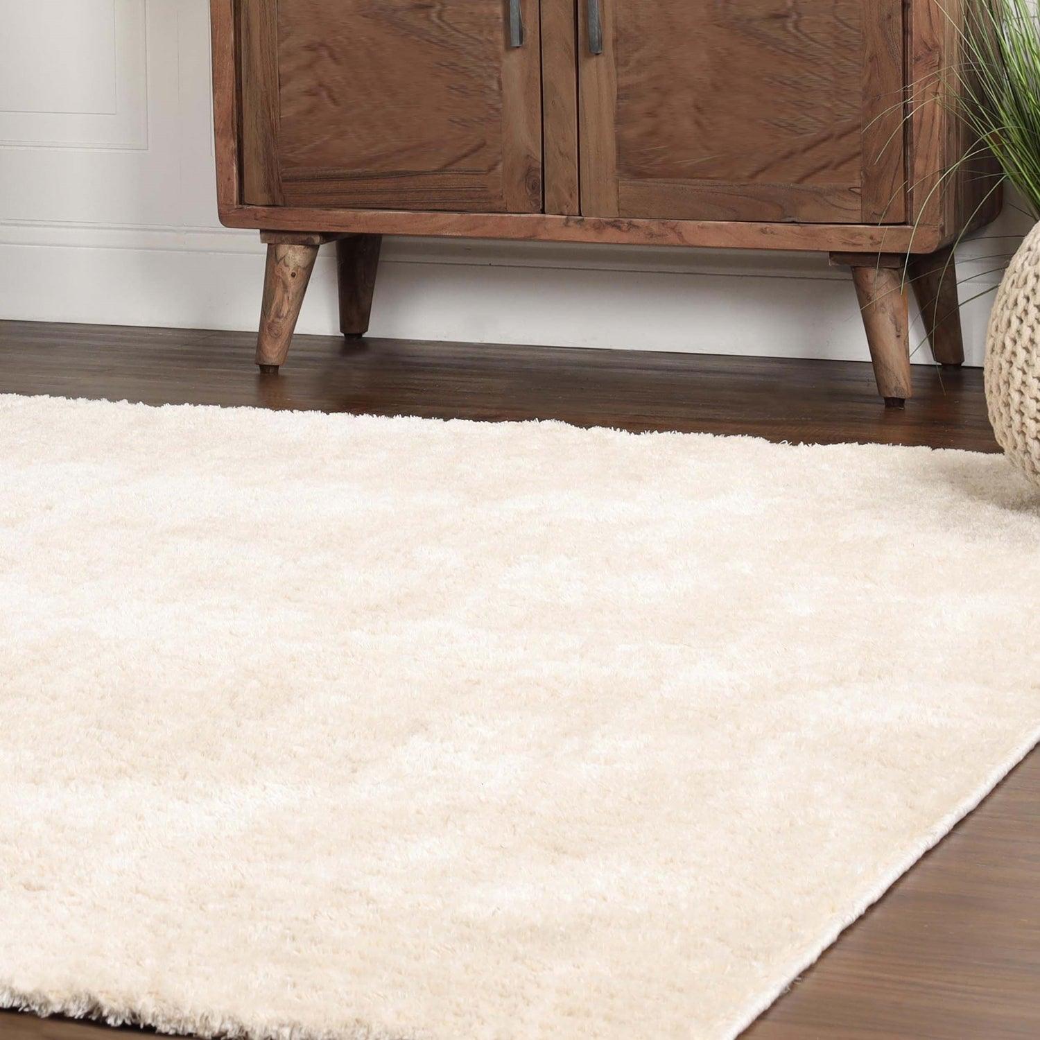  Superior Fuzzy Plush Non-Skid Soft Solid Shag Indoor Area Rug or Runner - Ivory