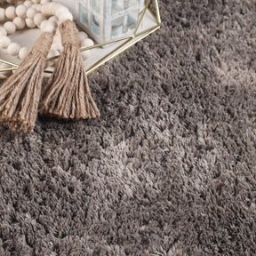 Superior Fuzzy Plush Non-Skid Soft Solid Shag Indoor Area Rug or Runner - Warm Stone