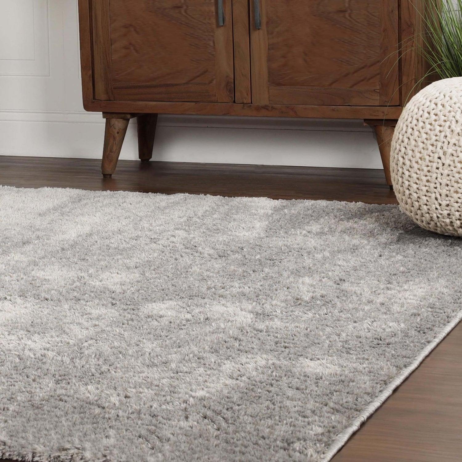  Superior Fuzzy Plush Non-Skid Soft Solid Shag Indoor Area Rug or Runner - Silver