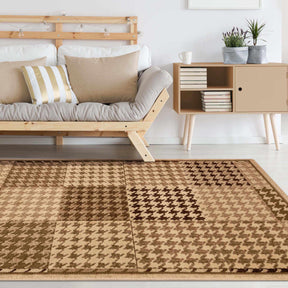 Superior Abstract Checkered Geometric Border Power-Loomed Indoor Area Rug or Runner - Beige