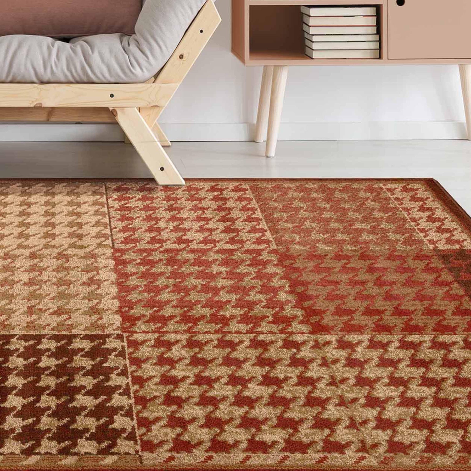 Superior Abstract Checkered Geometric Border Power-Loomed Indoor Area Rug or Runner - Mocha