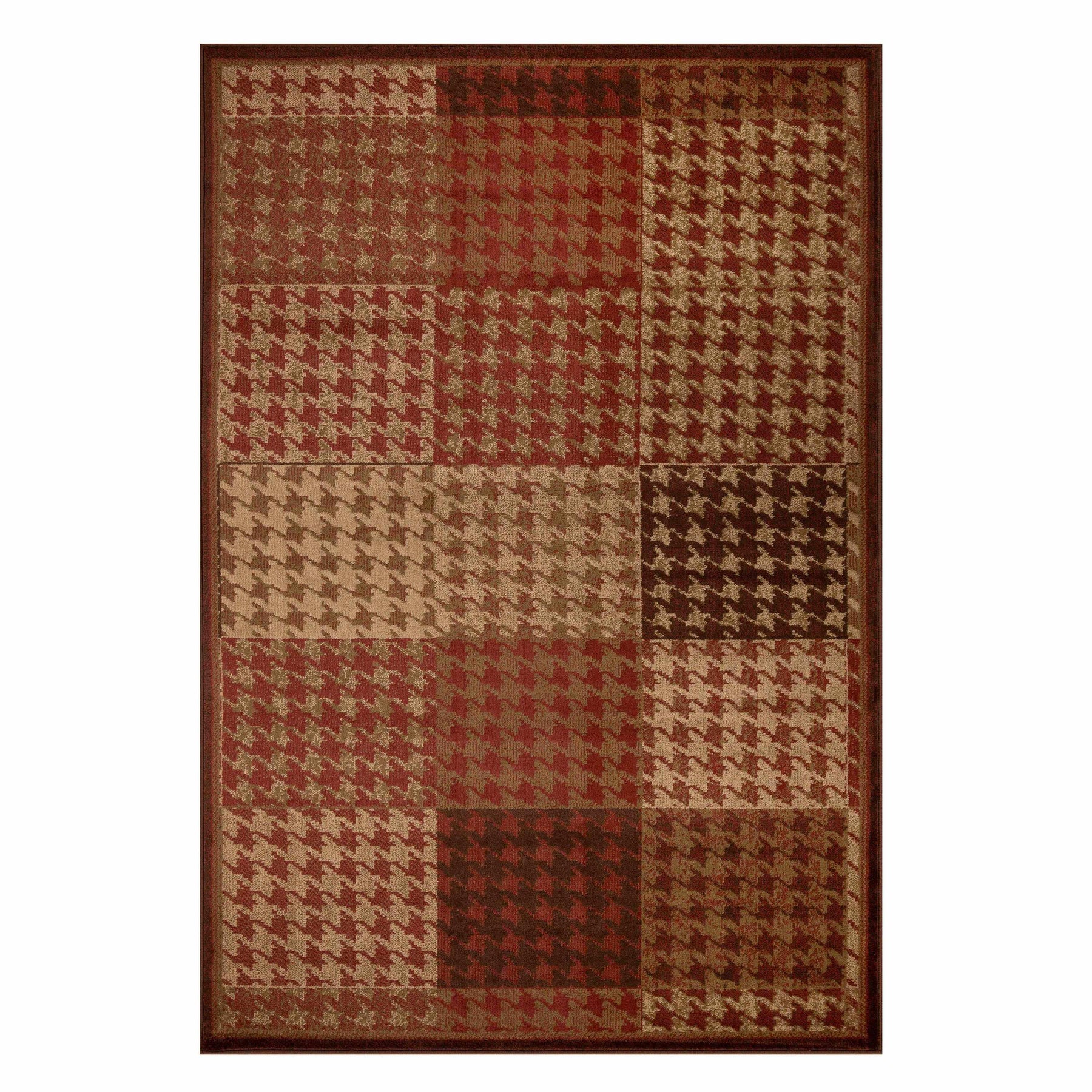 Superior Abstract Checkered Geometric Border Power-Loomed Indoor Area Rug or Runner - Mocha