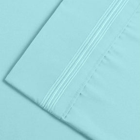  Superior 5 Embroidered Lines Wrinkle Resistant Microfiber Deep Pocket Sheet Set - Teal