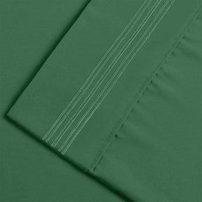  Superior 5 Embroidered Lines Wrinkle Resistant Microfiber Deep Pocket Sheet Set - Green