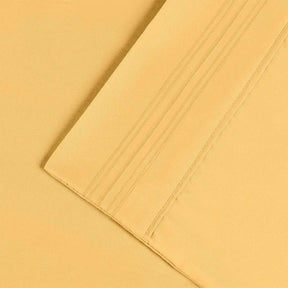  Superior 5 Embroidered Lines Wrinkle Resistant Microfiber Deep Pocket Sheet Set - Yellow