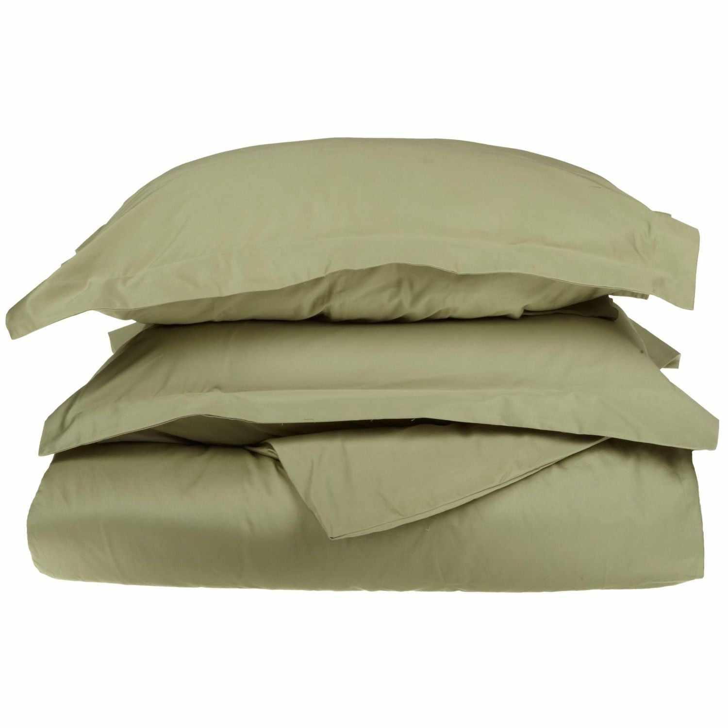 Superior 500-Thread Count Cotton Solid Ultra-Soft Duvet Cover Set - Sage