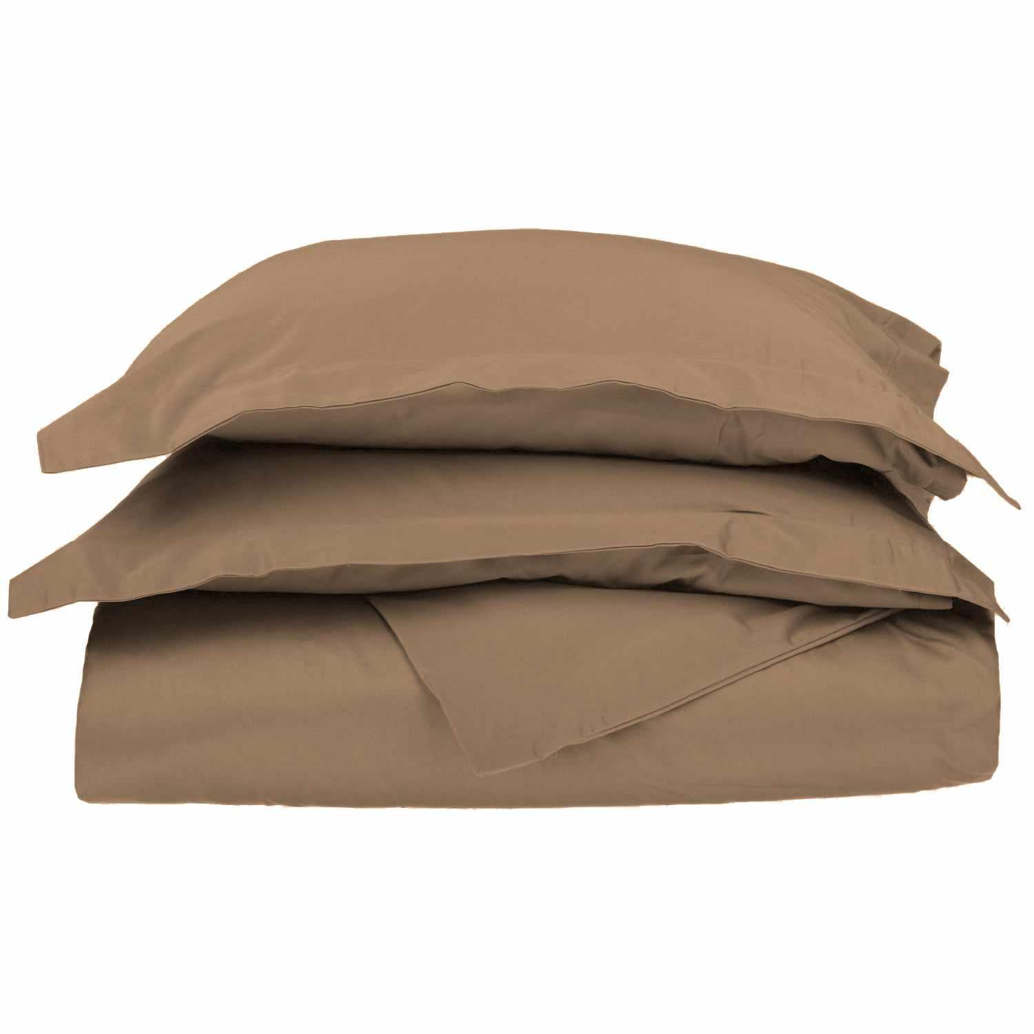 Superior 500-Thread Count Cotton Solid Ultra-Soft Duvet Cover Set - Taupe