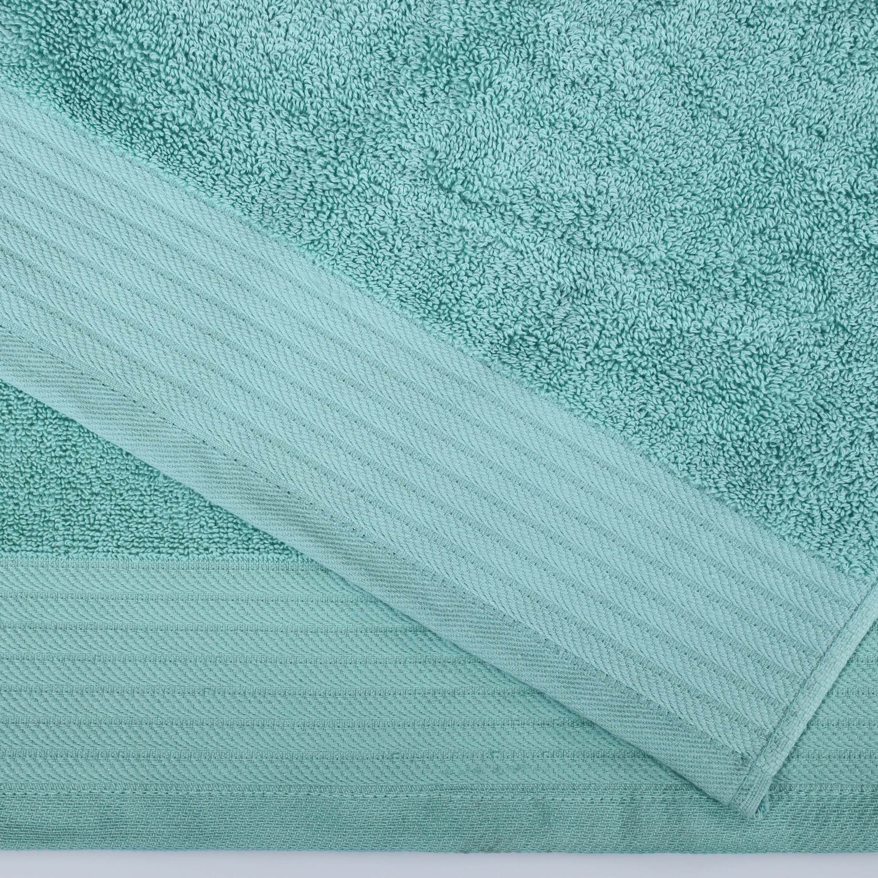Premium Turkish Cotton Jacquard Herringbone and Solid 4-Piece Bath Towel Set - Cascade