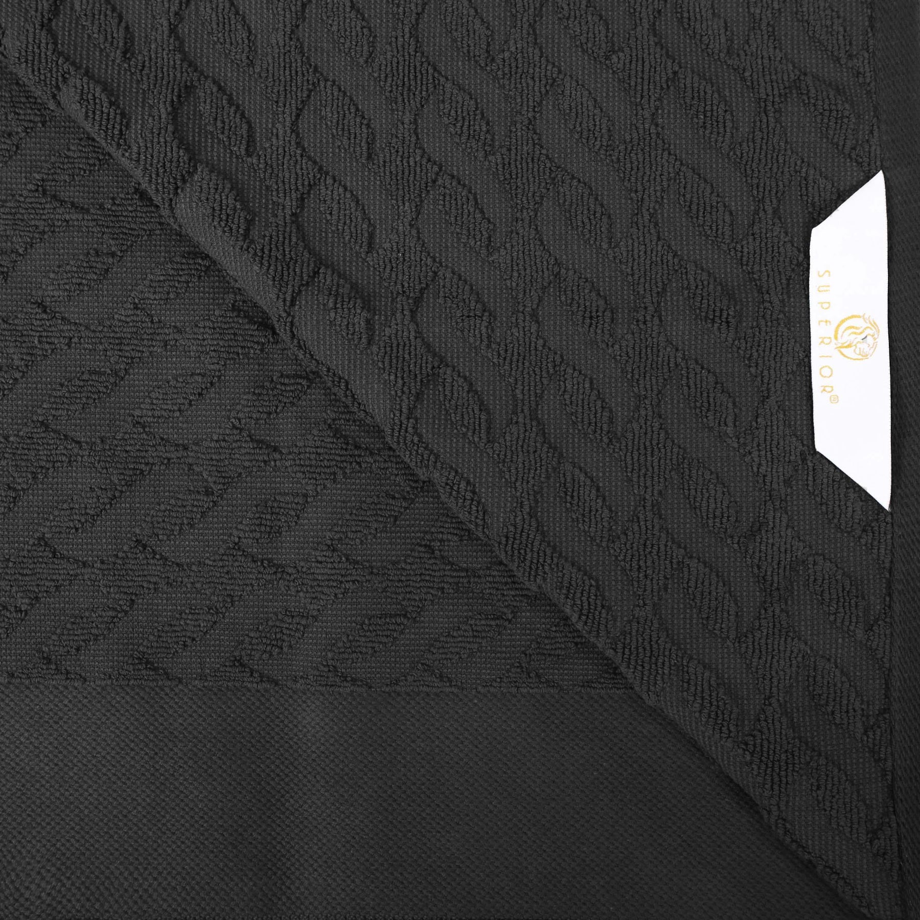 Premium Turkish Cotton Jacquard Herringbone and Solid 4-Piece Bath Towel Set - Black