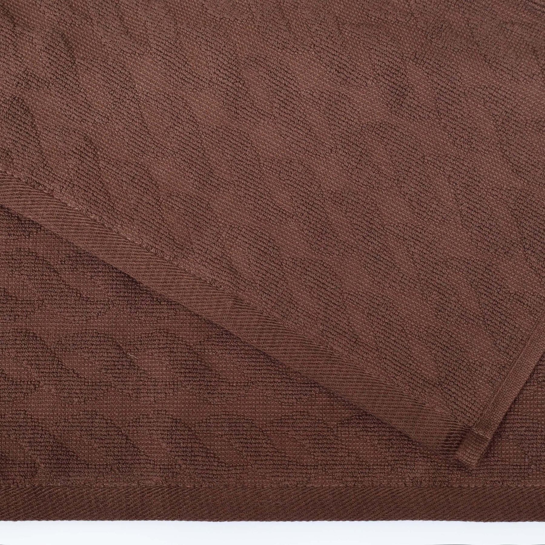 Premium Turkish Cotton Jacquard Herringbone and Solid 4-Piece Bath Towel Set -  Chocolate 
