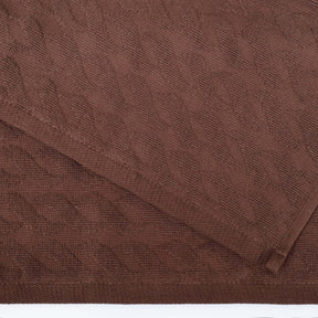 Premium Turkish Cotton Jacquard Herringbone and Solid 4-Piece Bath Towel Set -  Chocolate 