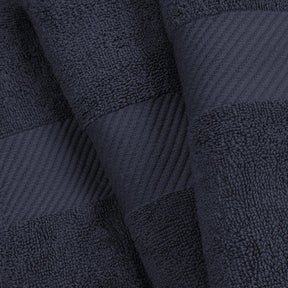 Egyptian Cotton Dobby Border Medium Weight 6 Piece Hand Towel Set - Black
