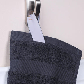 Egyptian Cotton Dobby Border Medium Weight 6 Piece Bath Towel Set - Black