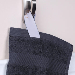 Egyptian Cotton Dobby Border Medium Weight 4 Piece Bath Towel Set - Black