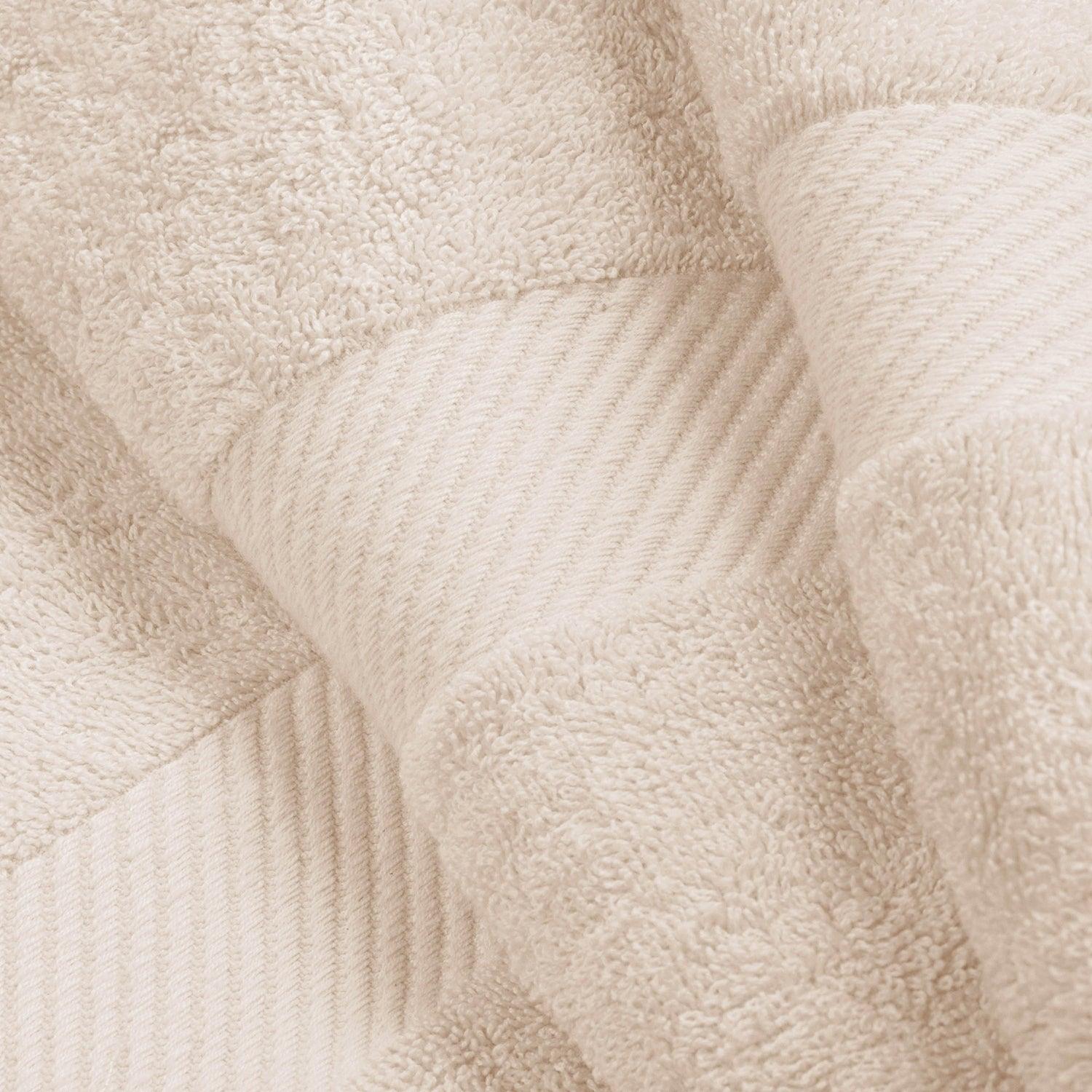 Egyptian Cotton Dobby Border Medium Weight 4 Piece Bath Towel Set - Ivory