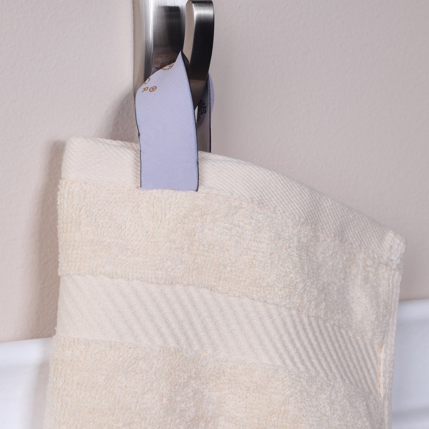 Egyptian Cotton Dobby Border Medium Weight 6 Piece Bath Towel Set - Ivory