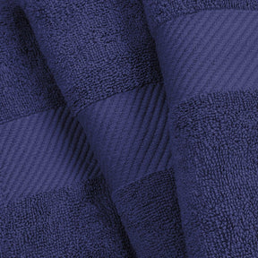 Egyptian Cotton Dobby Border Medium Weight 6 Piece Bath Towel Set - Navy Blue