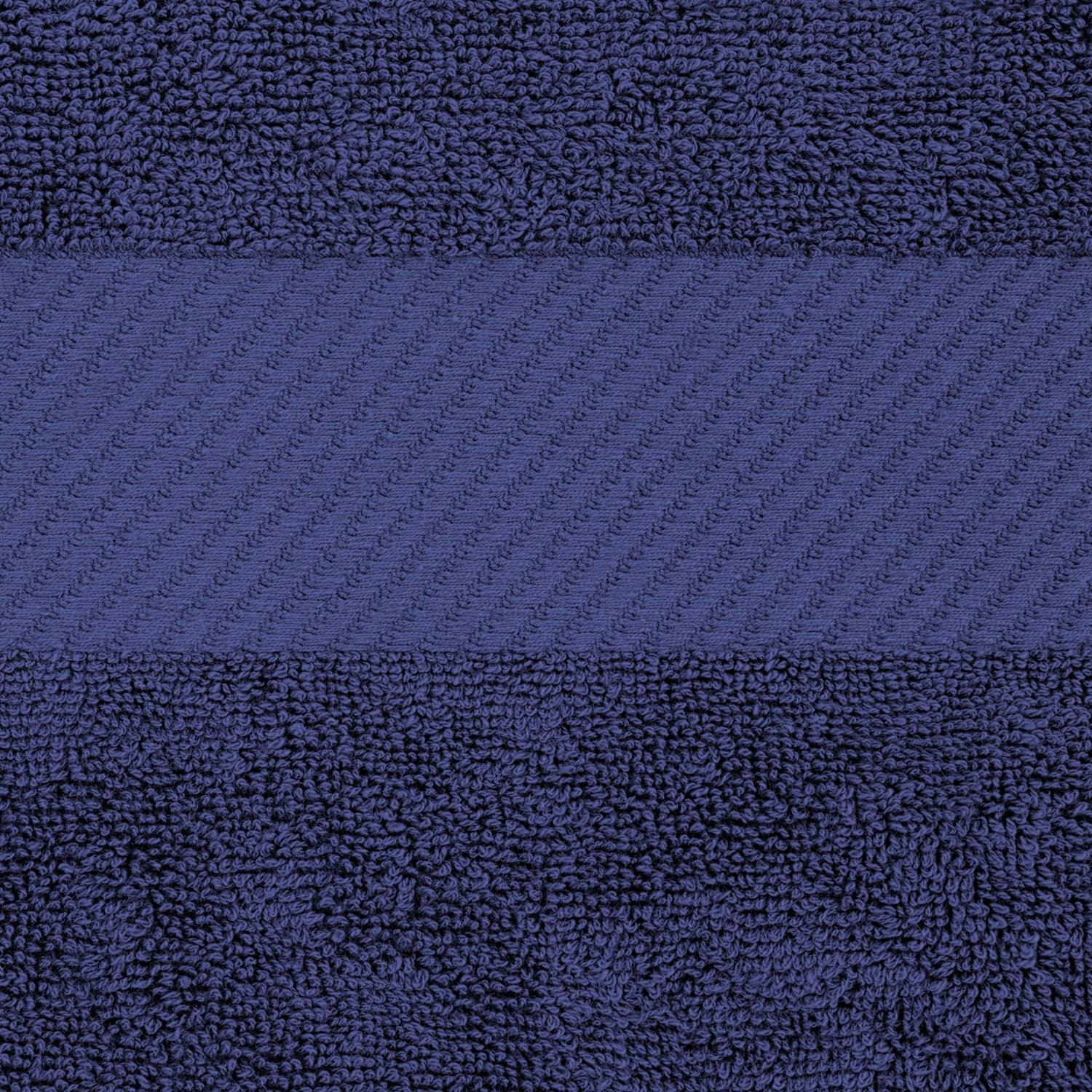 Egyptian Cotton Dobby Border Medium Weight 2 Piece Bath Sheet Set - Navy Blue