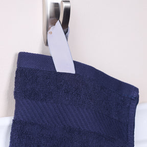 Egyptian Cotton Dobby Border Medium Weight 4 Piece Bath Towel Set - Navy Blue