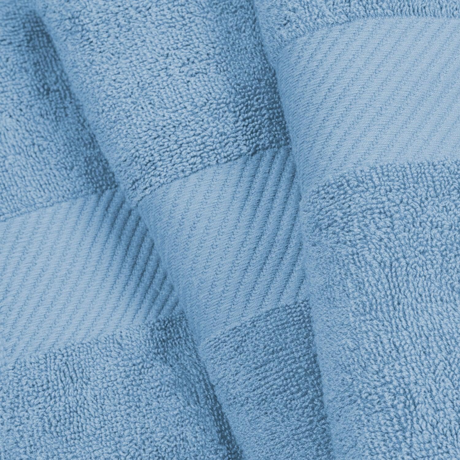 Egyptian Cotton Dobby Border Medium Weight 6 Piece Bath Towel Set - Winter Blue