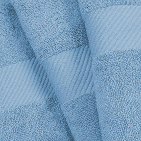 Egyptian Cotton Dobby Border Medium Weight 4 Piece Bath Towel Set - Winter Blue