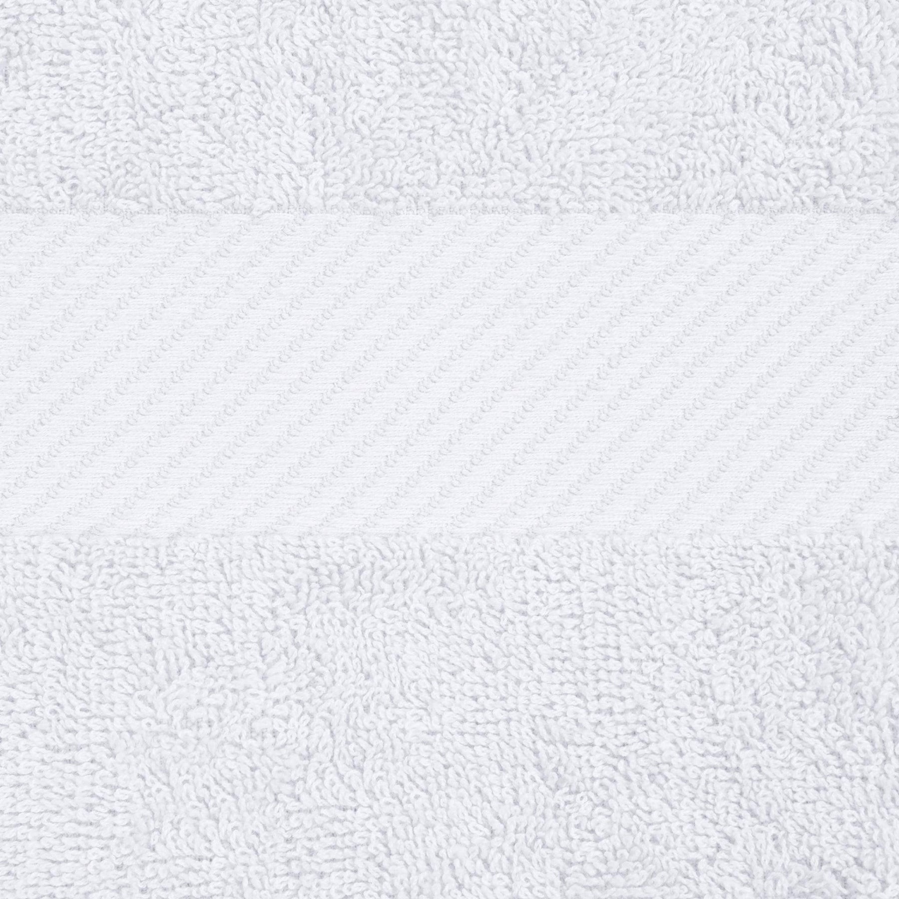 Egyptian Cotton Dobby Border Medium Weight 4 Piece Bath Towel Set - White
