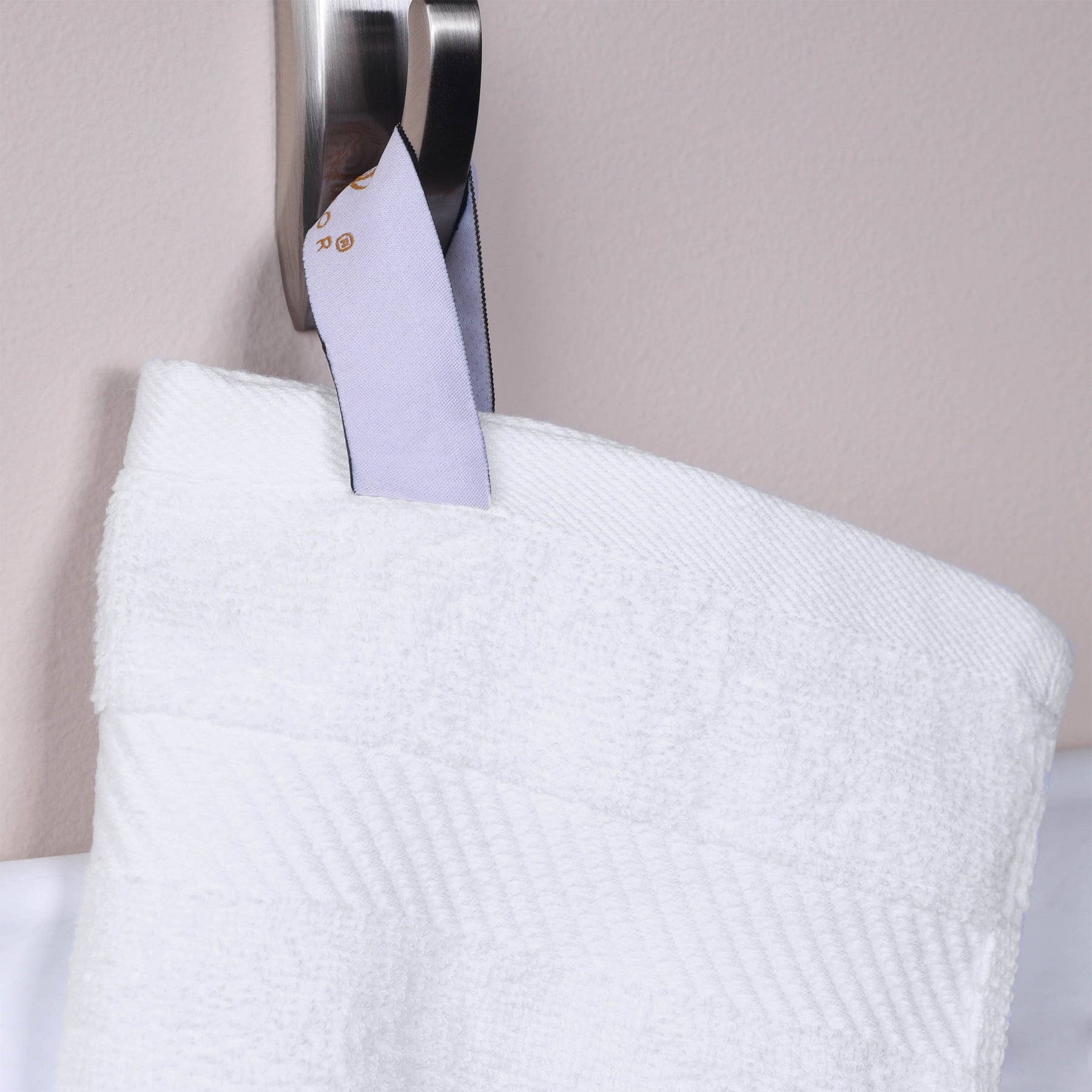 Egyptian Cotton Dobby Border Medium Weight 6 Piece Bath Towel Set - White