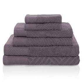 Egyptian Cotton Medium Weight Basket Weave 6 Piece Bath Towel Set - Grey
