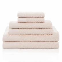Egyptian Cotton Medium Weight Basket Weave 6 Piece Bath Towel Set - Ivory
