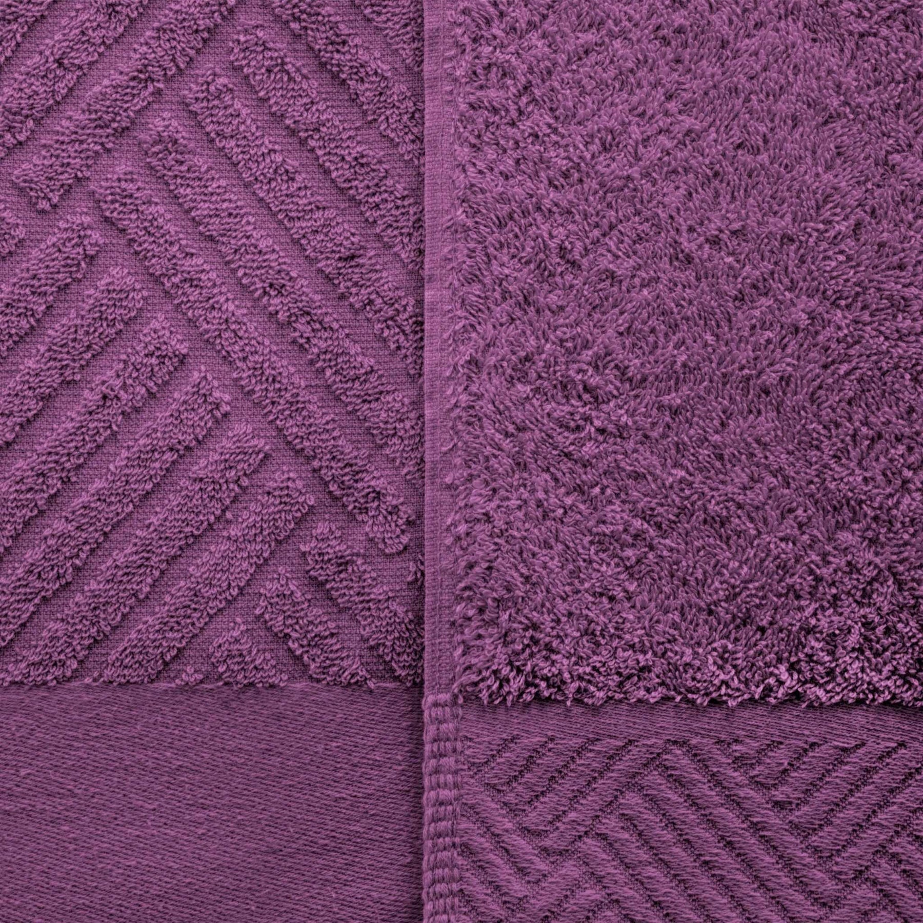 Egyptian Cotton Medium Weight Basket Weave 6 Piece Bath Towel Set - Majestic Purple 