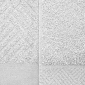 Egyptian Cotton Medium Weight Basket Weave 6 Piece Bath Towel Set - White