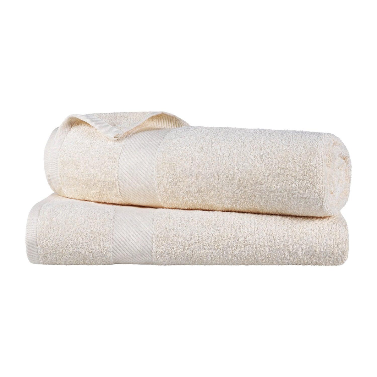 Egyptian Cotton Dobby Border Medium Weight 2 Piece Bath Sheet Set - Ivory
