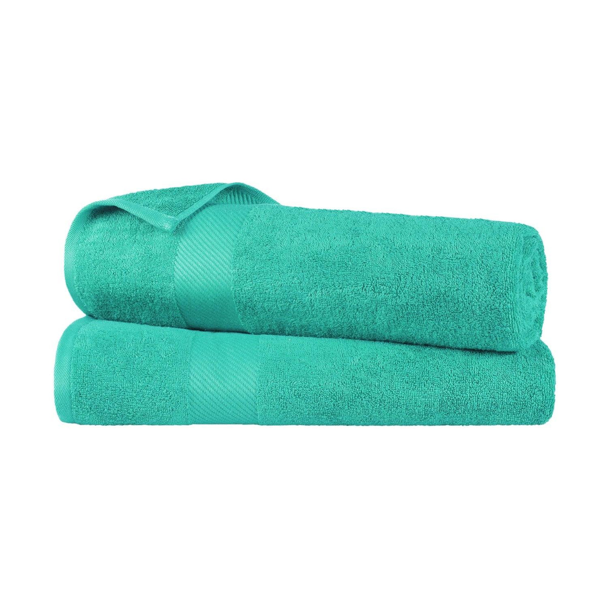 Egyptian Cotton Dobby Border Medium Weight 2 Piece Bath Sheet Set - Sea Green