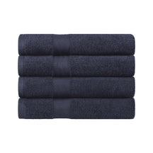 Egyptian Cotton Dobby Border Medium Weight 4 Piece Bath Towel Set - Black