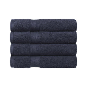 Egyptian Cotton Dobby Border Medium Weight 4 Piece Bath Towel Set - Black