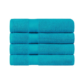 Egyptian Cotton Dobby Border Medium Weight 4 Piece Bath Towel Set - Capri Breeze