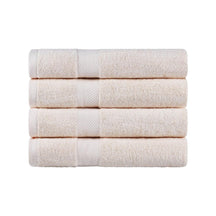 Egyptian Cotton Dobby Border Medium Weight 4 Piece Bath Towel Set - Ivory