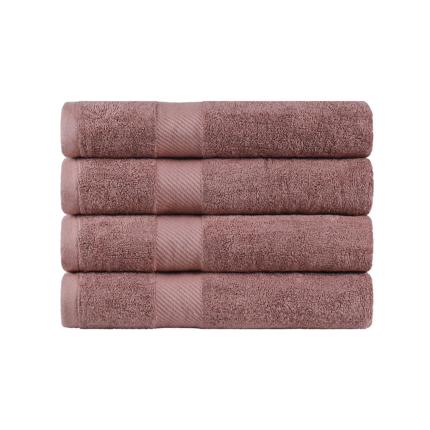 Egyptian Cotton Dobby Border Medium Weight 4 Piece Bath Towel Set - Sedona
