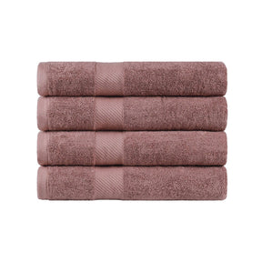 Egyptian Cotton Dobby Border Medium Weight 4 Piece Bath Towel Set - Sedona