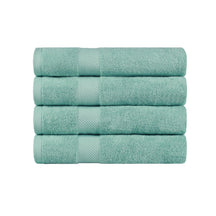 Egyptian Cotton Dobby Border Medium Weight 4 Piece Bath Towel Set - Sea Foam